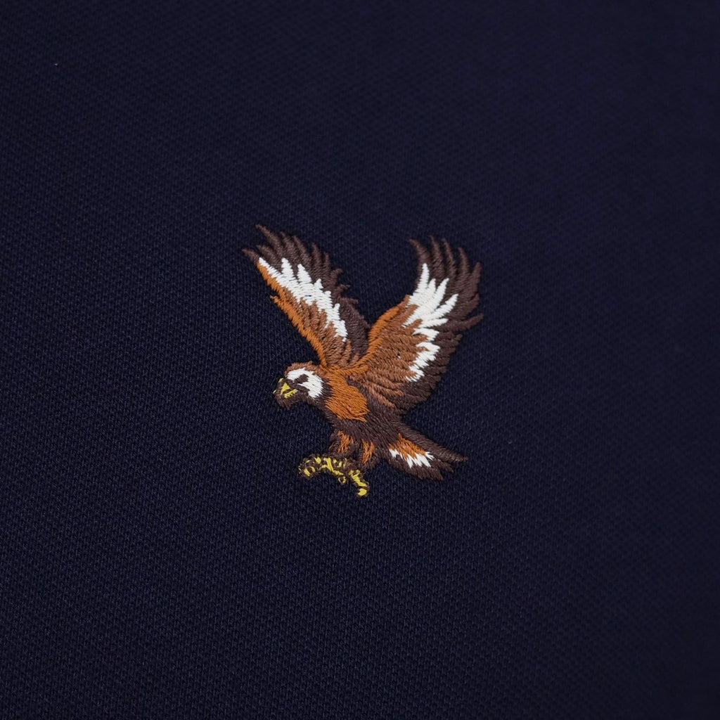 Giordano Men's Pique Flat Knit Collar Short Sleeve Eagle Embroidery Solid Color Polo - Premium polo