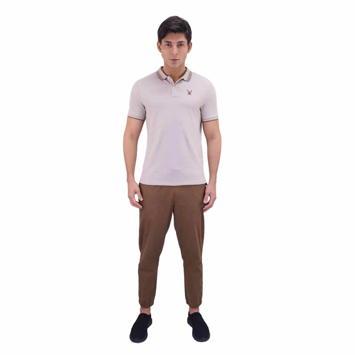Giordano Men's Pique Flat Knit Collar Short Sleeve Eagle Embroidery Solid Color Polo - Premium Polo
