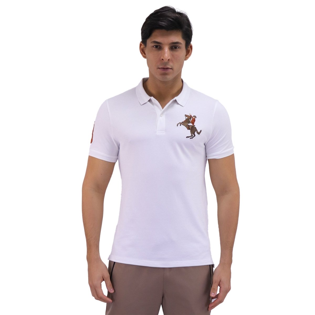Men's Pique Slim Fit Embroidery Napoleon Polo S - Shop Giordano