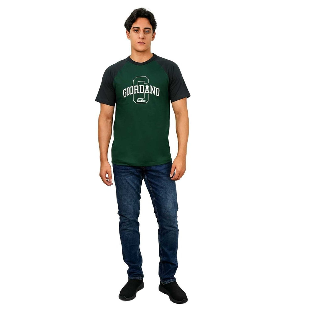 Giordano Men's Print Slim Fit Cotton Jersey Reglan Tee - Premium Tee