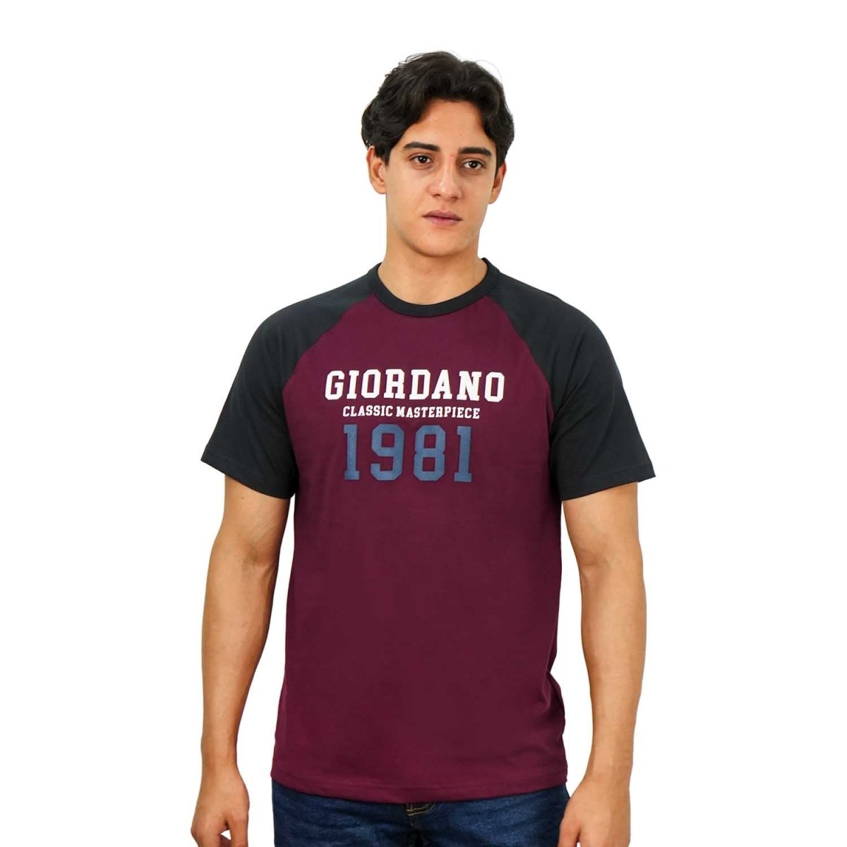 Giordano Men's Print Slim Fit Cotton Jersey Reglan Tee - Premium Tee