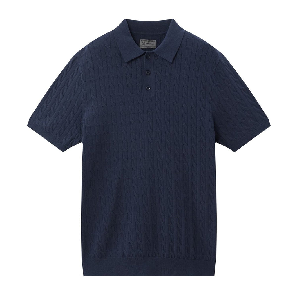 Men’S Regular Fit Cable Knit Polo Sweater S - Shop Giordano