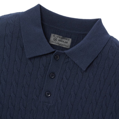 Men’S Regular Fit Cable Knit Polo Sweater - Giordano