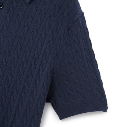 Men’S Regular Fit Cable Knit Polo Sweater - Giordano