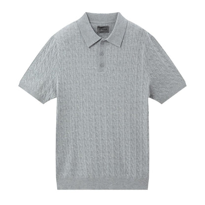 Men’S Regular Fit Cable Knit Polo Sweater - Giordano
