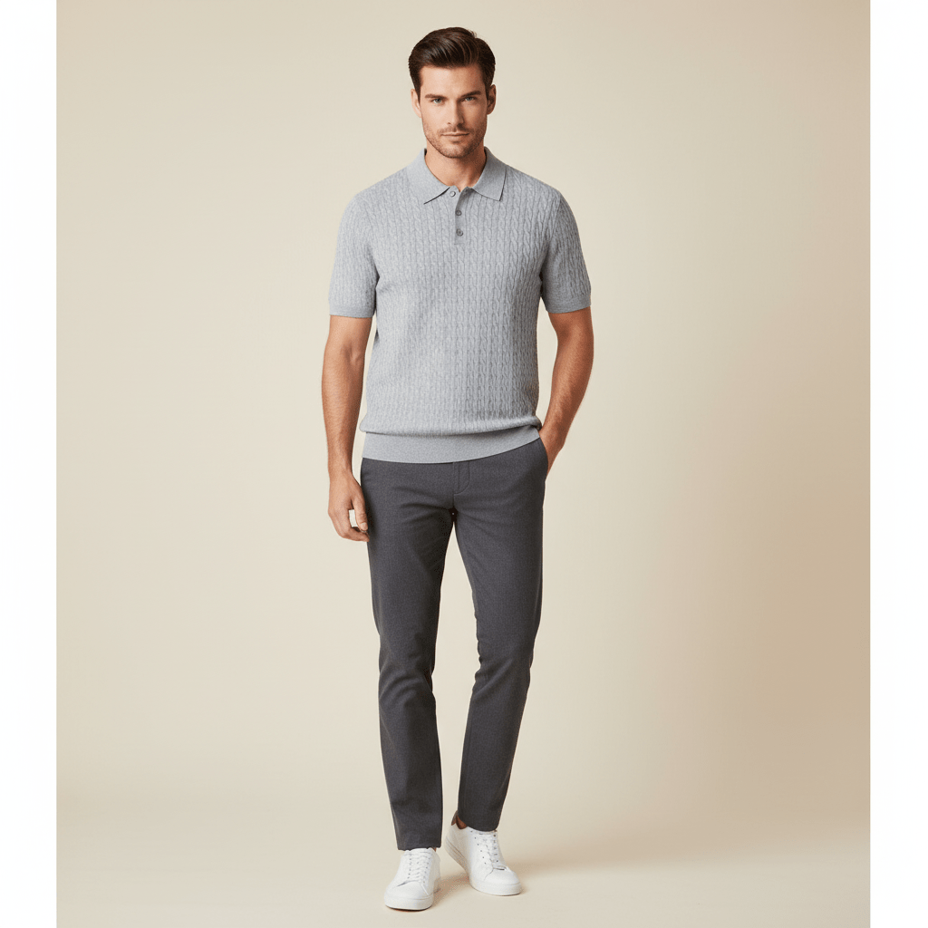 Men’S Regular Fit Cable Knit Polo Sweater S - Shop Giordano