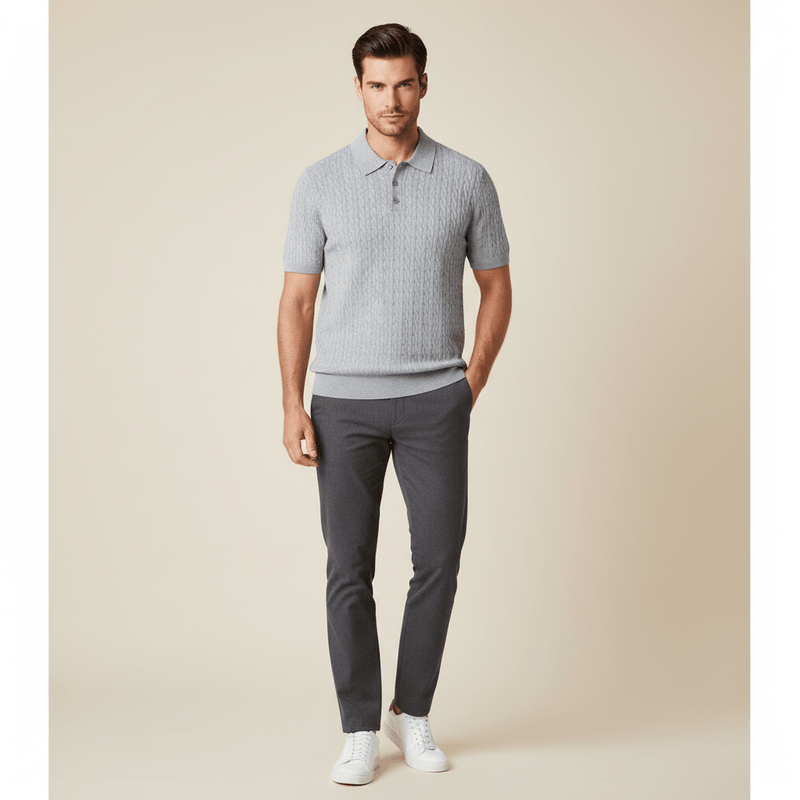 Giordano Men's Regular Fit Cable Knit Polo Sweater - Premium Sweaters