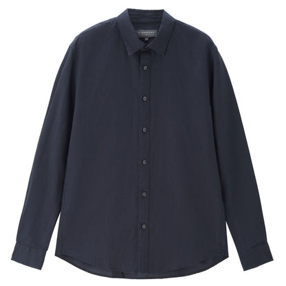 Men’S Regular Fit Linen - Cotton Poplin Long Sleeve Shirt | Korea Collection - Giordano