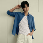 Men’S Regular Fit Linen - Cotton Poplin Long Sleeve Shirt | Korea Collection S - Shop Giordano
