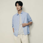 Men’S Regular Fit Linen - Cotton Poplin Long Sleeve Shirt | Korea Collection S - Shop Giordano