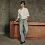 Men’S Regular Fit Linen - Cotton Poplin Long Sleeve Shirt | Korea Collection S - Shop Giordano