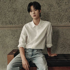 Men’S Regular Fit Linen - Cotton Poplin Long Sleeve Shirt | Korea Collection S - Shop Giordano