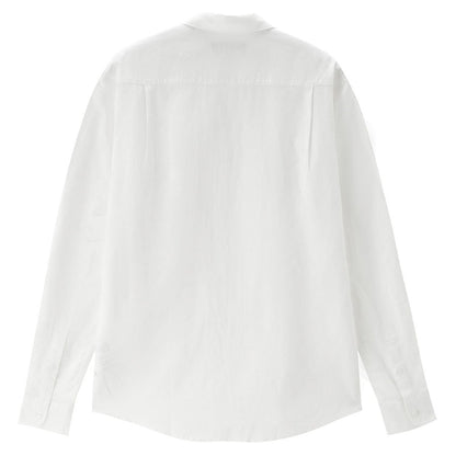 Men’S Regular Fit Linen - Cotton Poplin Long Sleeve Shirt | Korea Collection - Giordano