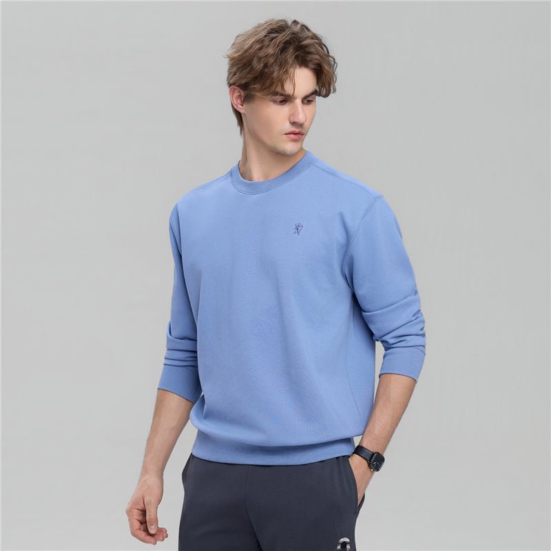 Giordano Men's Relaxed Crew Neck Sweatshirt With Embroidery - Premium Sweatshirts