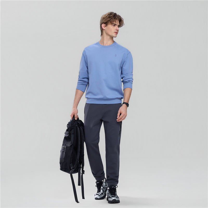 Giordano Men's Relaxed Crew Neck Sweatshirt With Embroidery - Premium Sweatshirts