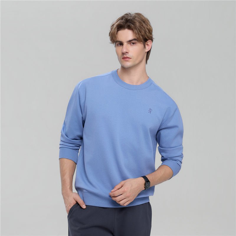 Giordano Men's Relaxed Crew Neck Sweatshirt With Embroidery - Premium Sweatshirts