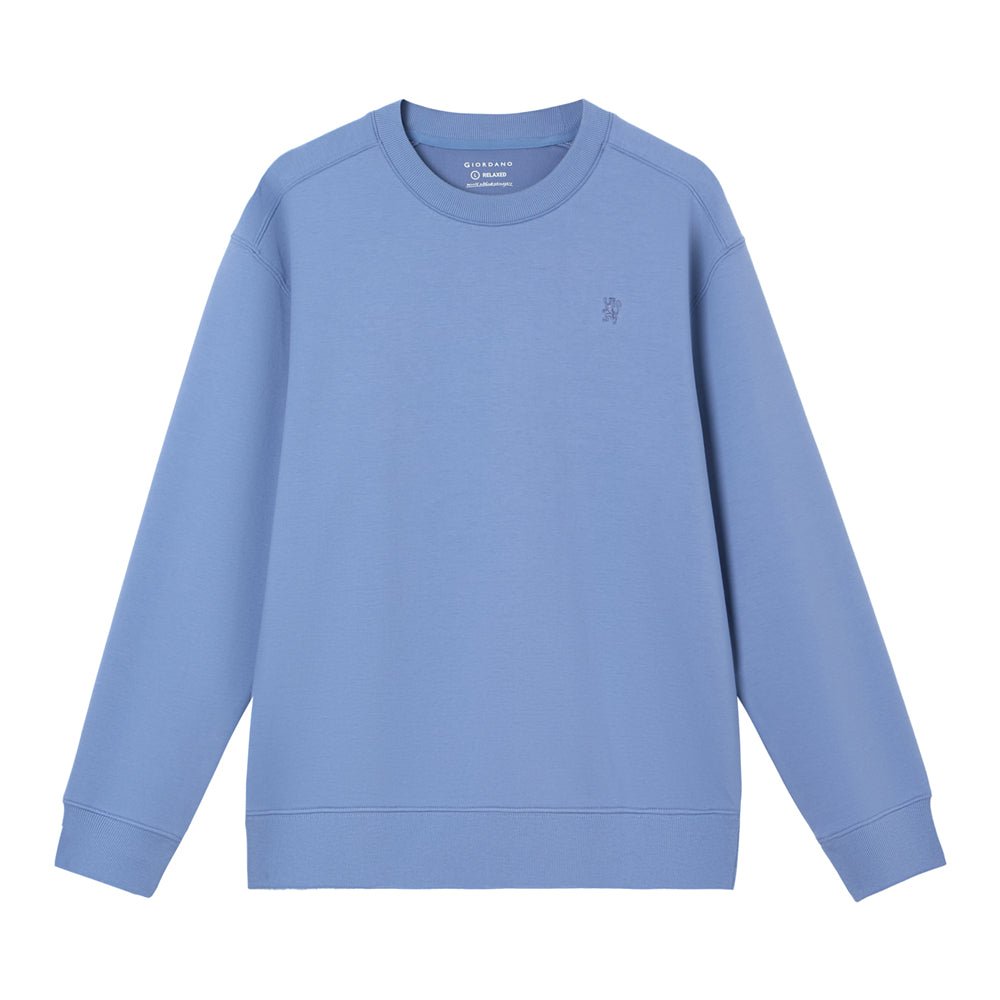 Giordano Men's Relaxed Crew Neck Sweatshirt With Embroidery - Premium Sweatshirts