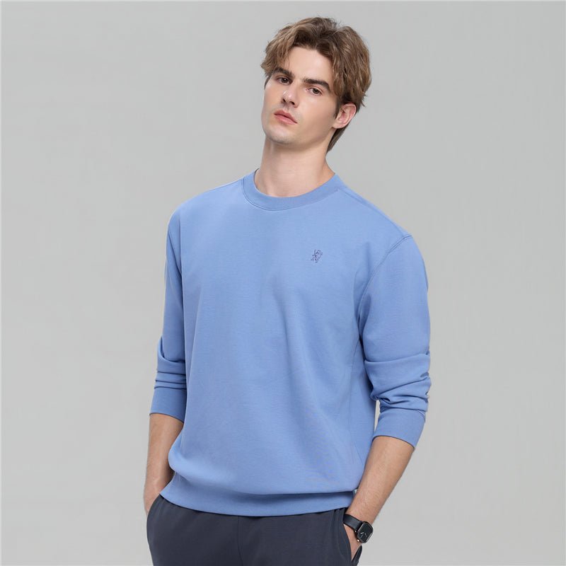 Giordano Men's Relaxed Crew Neck Sweatshirt With Embroidery - Premium Sweatshirts