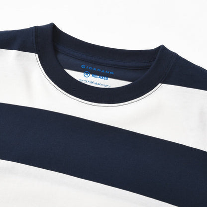 Men's Relaxed Fit Cotton Jersey Crew Neck Stripe Tee - Giordano