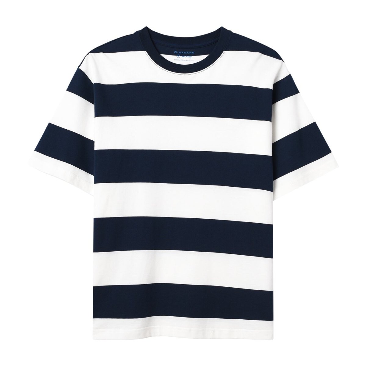 Men's Relaxed Fit Cotton Jersey Crew Neck Stripe Tee - Giordano