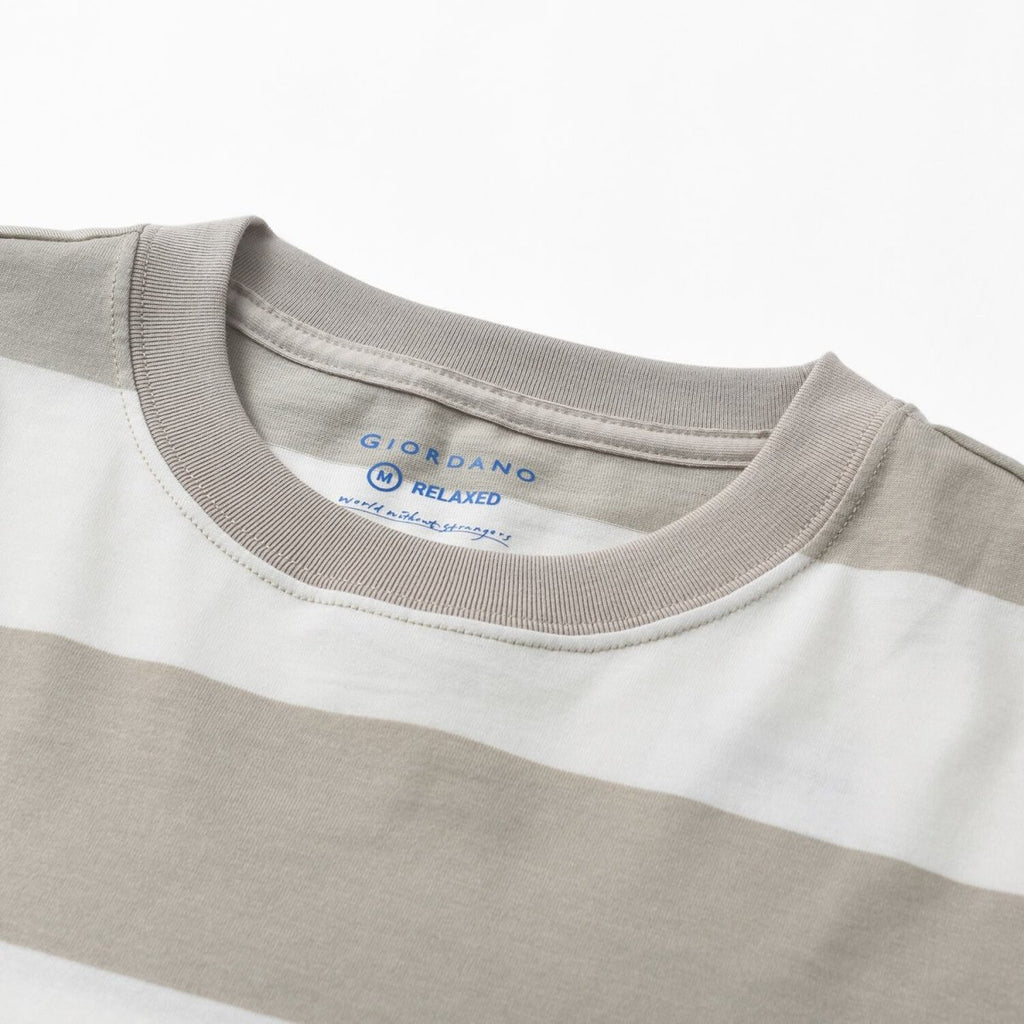 Giordano Men's Relaxed Fit Cotton Jersey Crew Neck Stripe Tee - Premium Tee