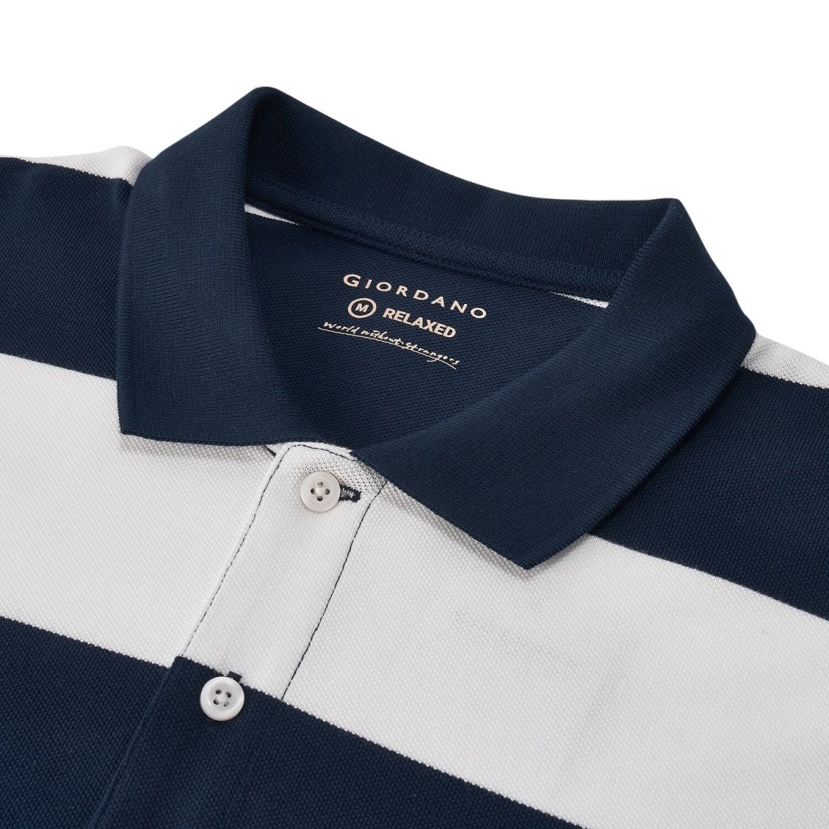 Men's Relaxed Fit Cotton Piqué Polo With Auto Stripe - Giordano