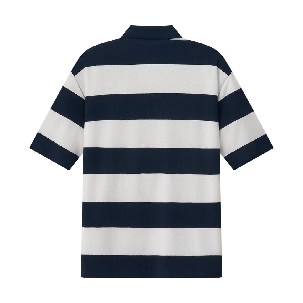 Giordano Men's Relaxed Fit Cotton Piqué Polo With Auto Stripe - Premium Polo