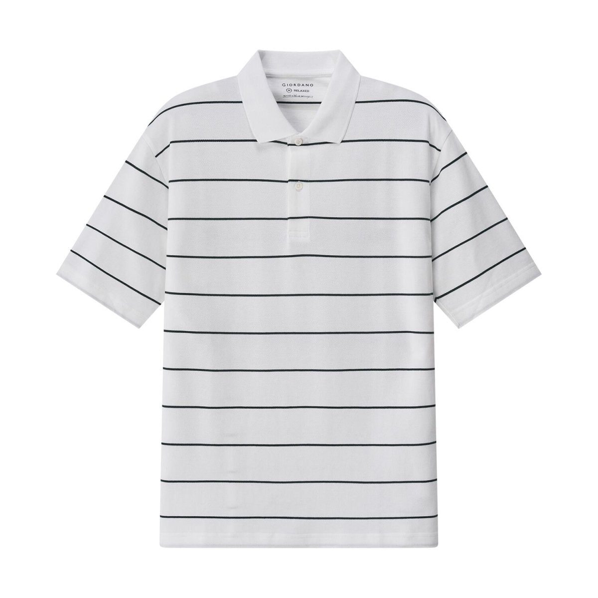 Men's Relaxed Fit Cotton Piqué Polo With Auto Stripe S - Shop Giordano