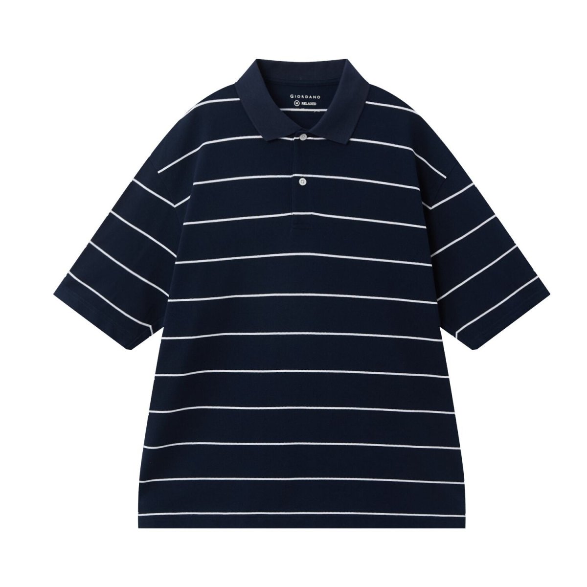 Giordano Men's Relaxed Fit Cotton Piqué Polo With Auto Stripe - Premium Polo