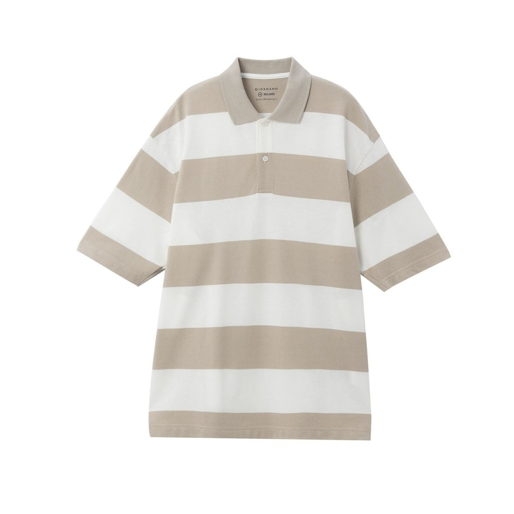 Men's Relaxed Fit Cotton Piqué Polo With Auto Stripe S - Shop Giordano