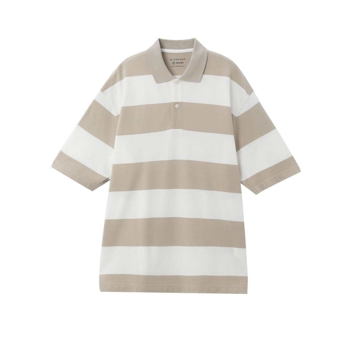 Men's Relaxed Fit Cotton Piqué Polo With Auto Stripe S - Shop Giordano