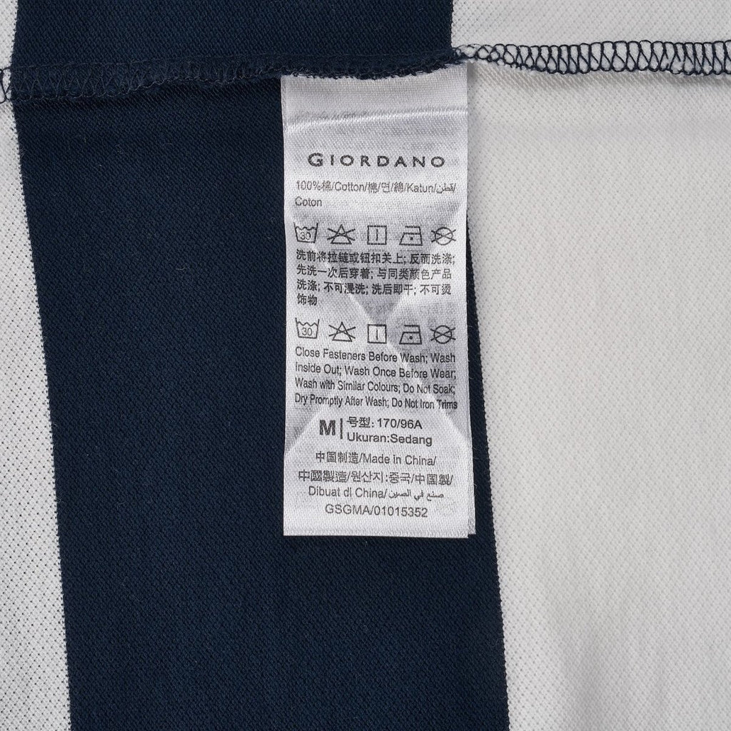 Giordano Men's Relaxed Fit Cotton Piqué Polo With Auto Stripe - Premium Polo