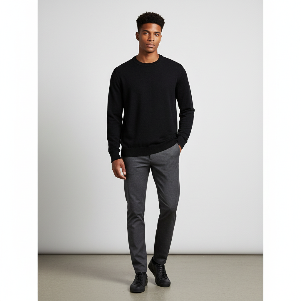 Men's Relaxed Fit Crew Neck Wool Blend Pullover