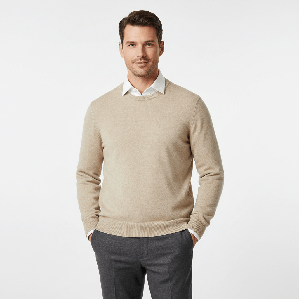 Men's Relaxed Fit Crew Neck Wool Blend Pullover S - Shop Giordano