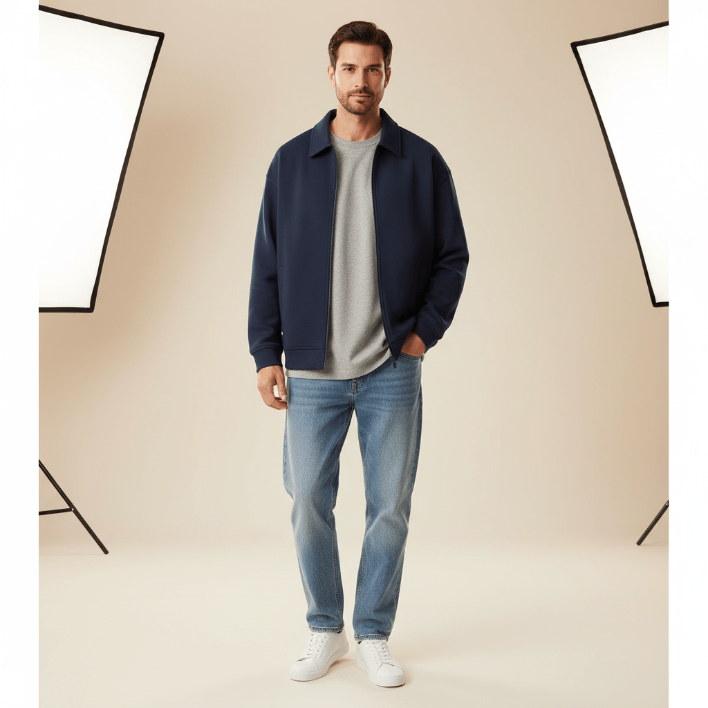 Men's Relaxed Fit Full - Zip Interlock Knit Jacket S - Shop Giordano