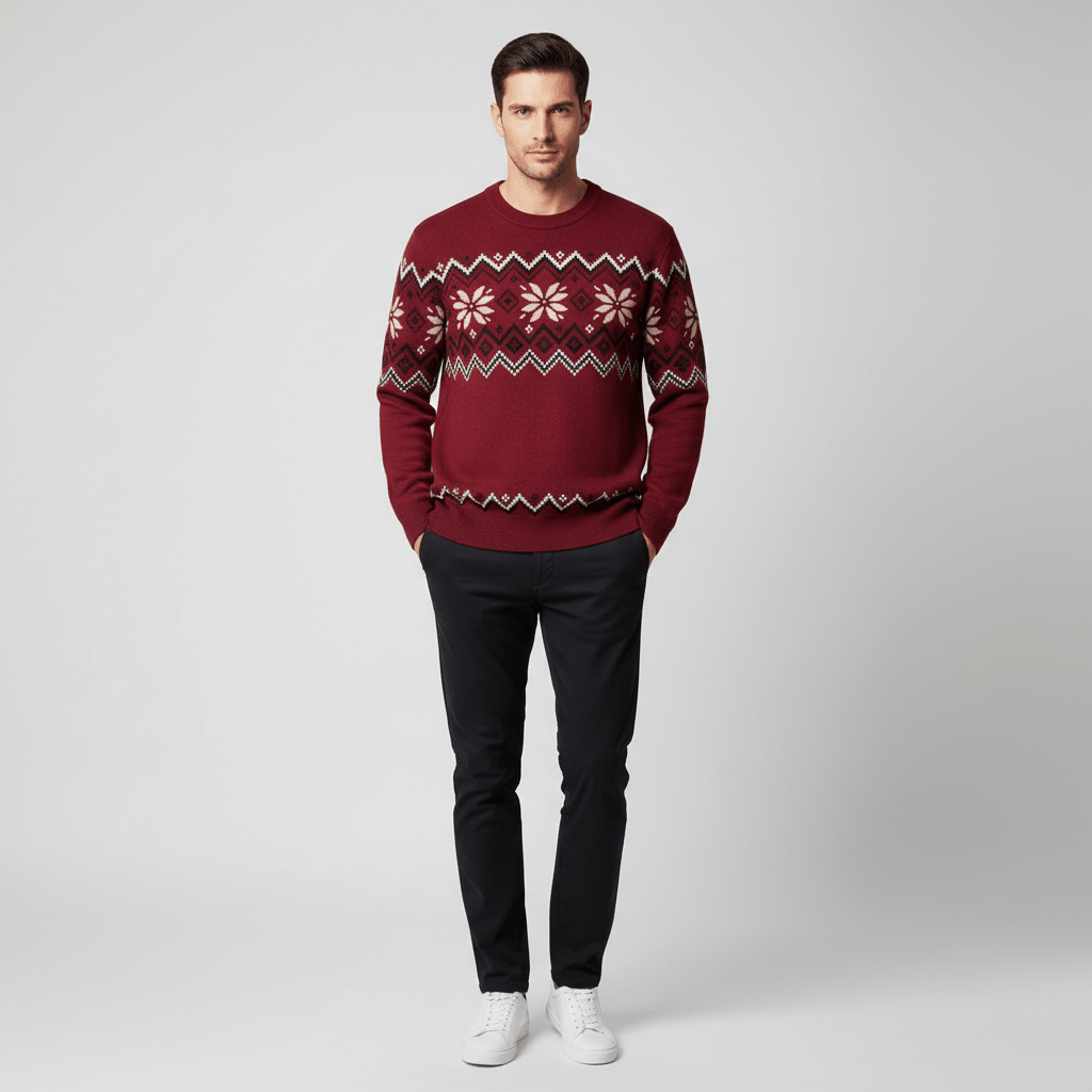 Men’S Relaxed Fit Jacquard Crew Neck Long Sleeve Sweater S - Shop Giordano