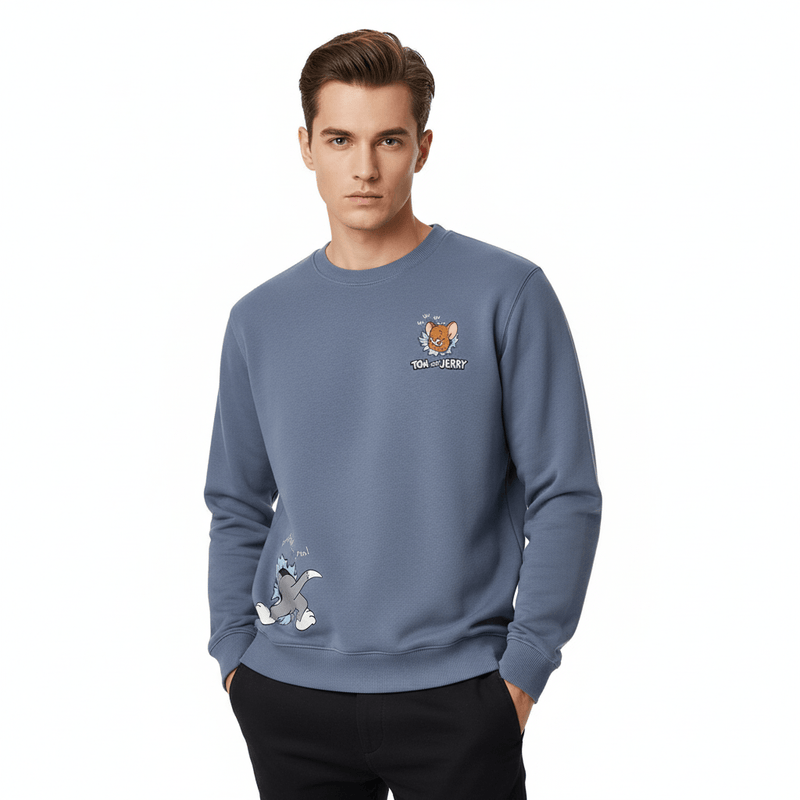 Men's Relaxed Fit Long Sleeve Tom & Jerry French Terry Sweatshirt S - Shop Giordano