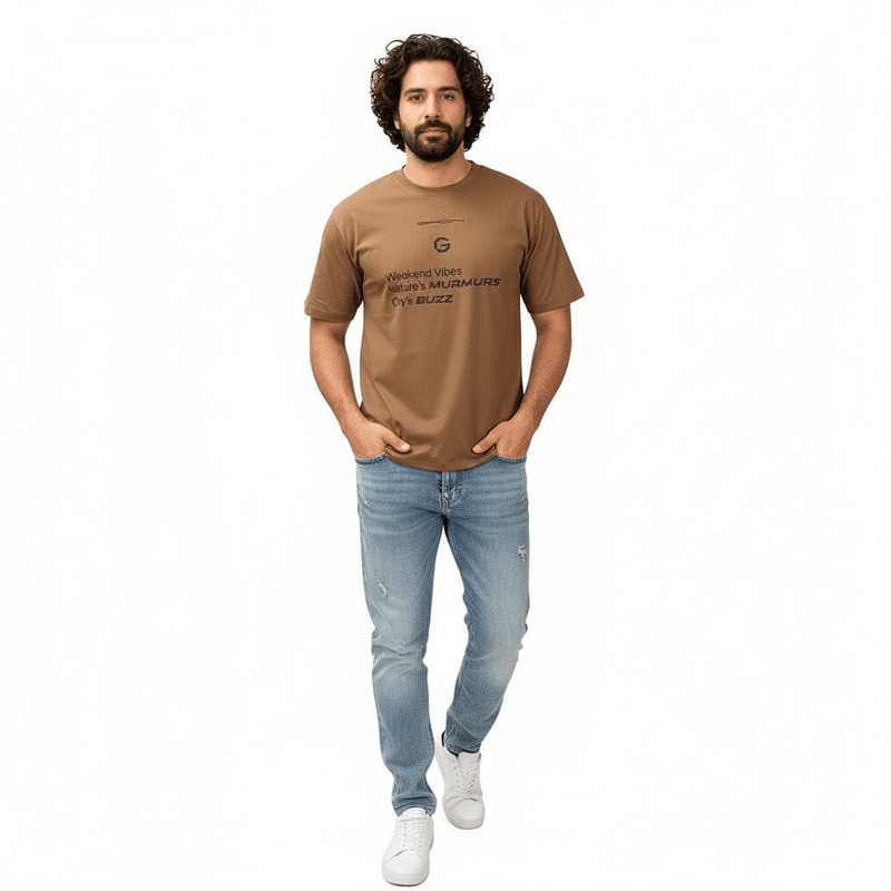 Men's Relaxed Fit Printed Crew Neck Cotton Tee S - Shop Giordano