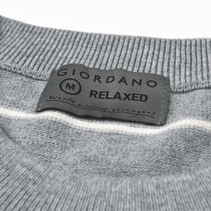 Men's Relaxed Fit Striped Crew Neck Cotton Sweater - Giordano