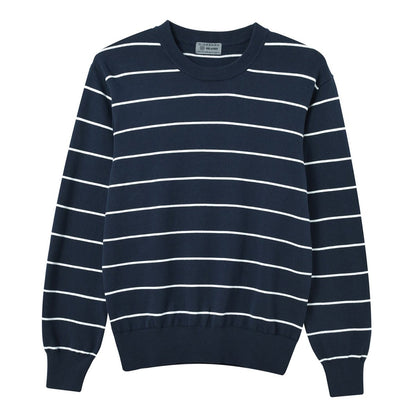 Men's Relaxed Fit Striped Crew Neck Cotton Sweater - Giordano