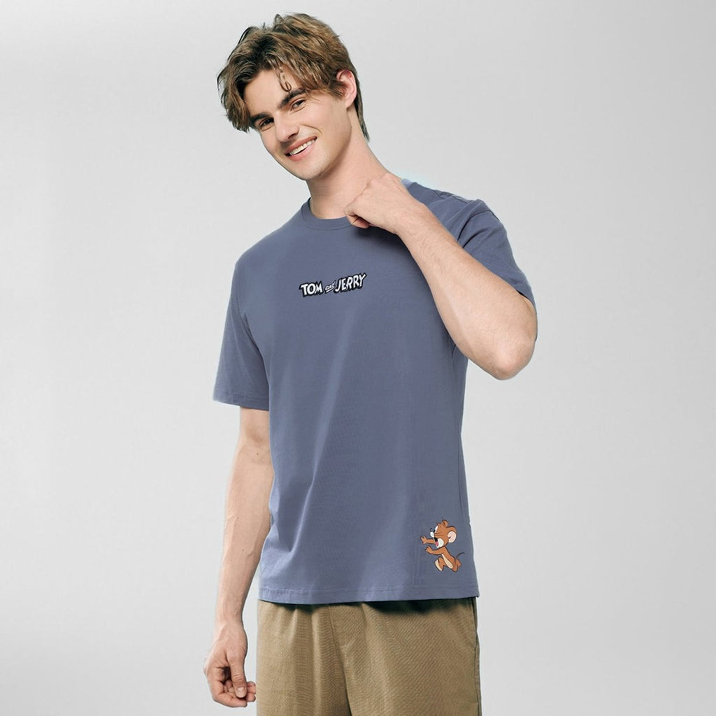 Giordano Men's Relaxed Fit Tom & Jerry Cotton Graphic Tee - first_variant_option_2 Premium Print Tee for Giordano