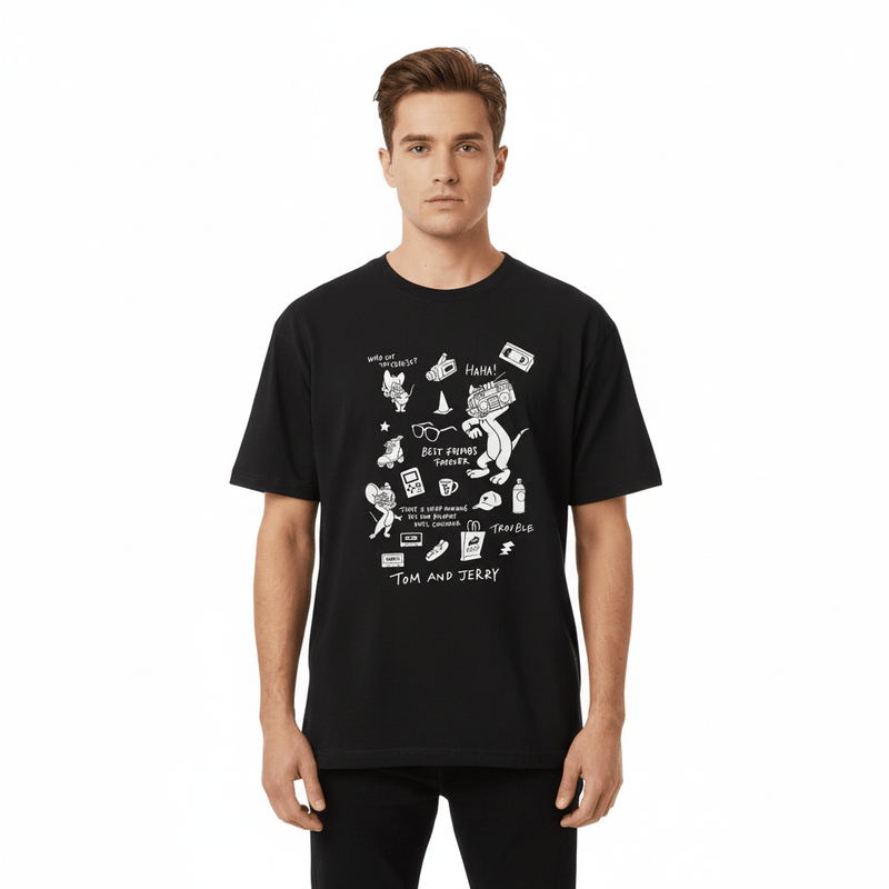Men's Relaxed Fit Tom & Jerry Cotton Print Tee S - Shop Giordano