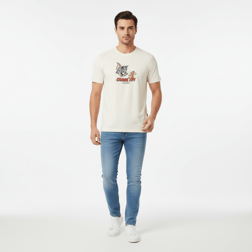 Men's Relaxed Fit Tom & Jerry Cotton Print Tee S - Shop Giordano
