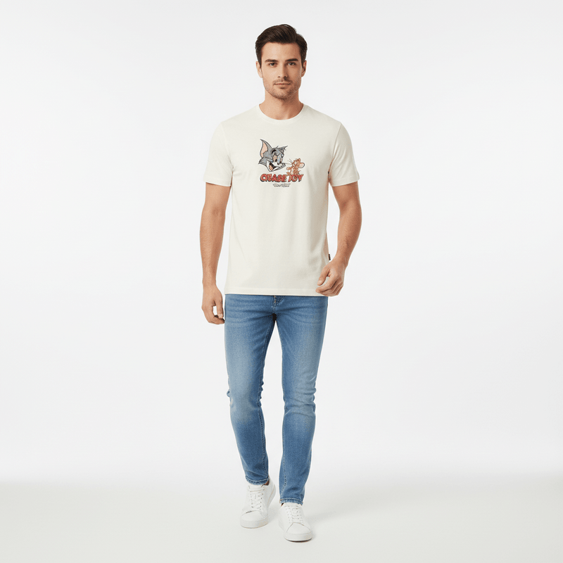 Men's Relaxed Fit Tom & Jerry Cotton Print Tee S - Shop Giordano