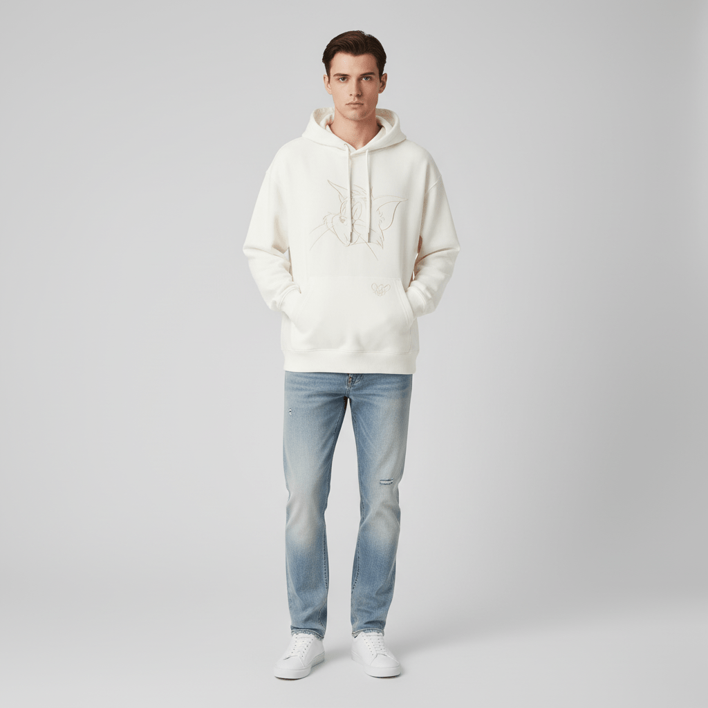 Men's Relaxed Fit Tom & Jerry French Terry Hoodie S - Shop Giordano