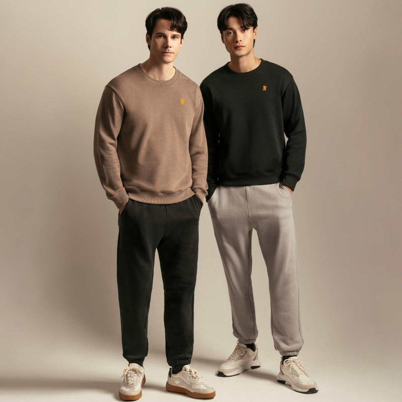 Men’S Relaxed French Terry Crew Neck Embroidered Sweatshirt S - Shop Giordano