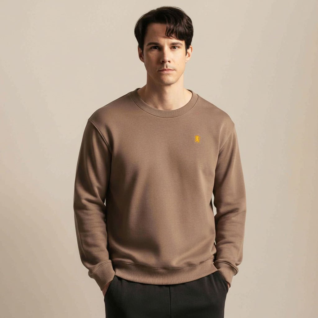 Men’S Relaxed French Terry Crew Neck Embroidered Sweatshirt S - Shop Giordano