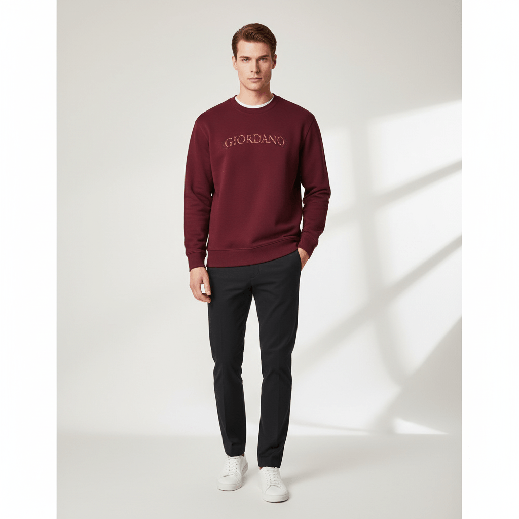 Men’S Relaxed French Terry Crew Neck Graphic Sweatshirt S - Shop Giordano