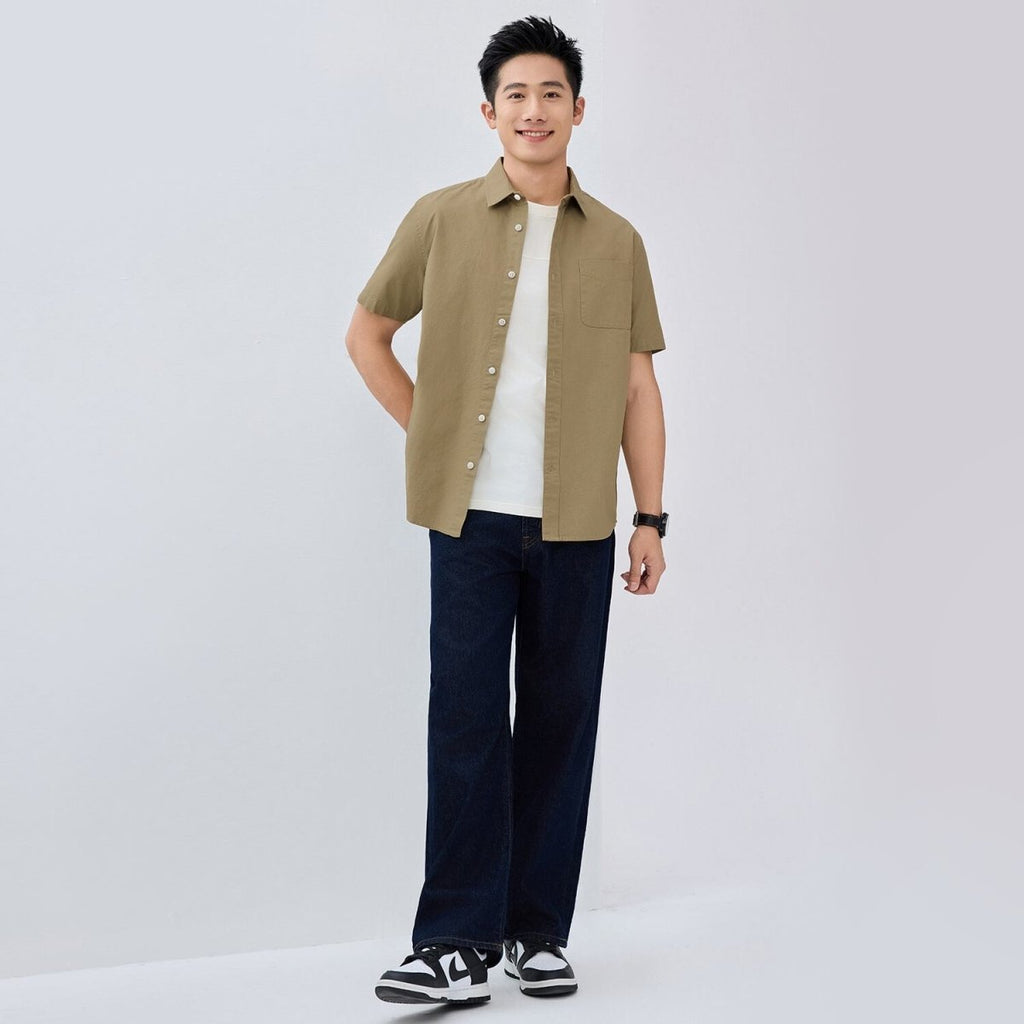 Men's Ripstop Relaxed Fit Cotton Shirt S - Shop Giordano
