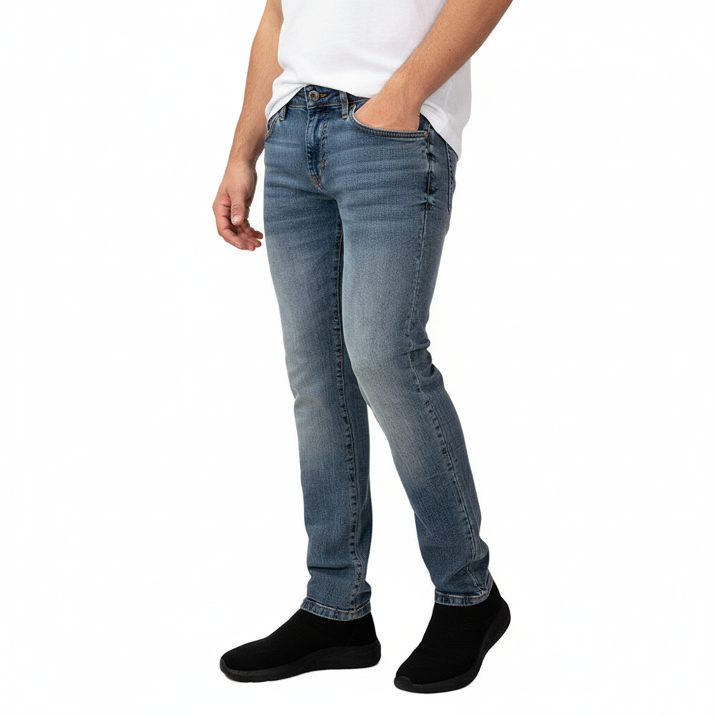Men's Skinny Taper Stretch Denim Jeans Low Rise